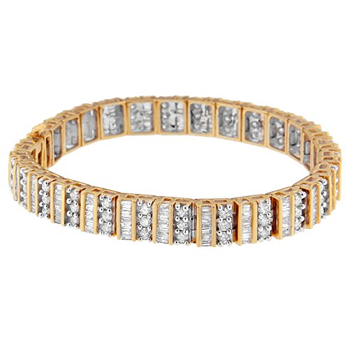 Original Classics 14K Yellow Gold Round and Baguette-Cut Diamond Bracelet (5.50 cttw, H-I Color, I1-I2 Clarity)