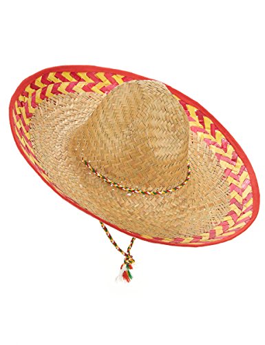 DEGUISE TOI - Chapeau mexicain adulte - Sombrero - Taille Unique - Rose - Accessoires pour déguisement - Paille - - Carnaval
