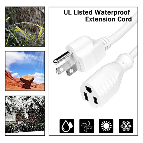 Outdoor Extension Cord White 10 FT, 16/3 SJTW Heavy Duty