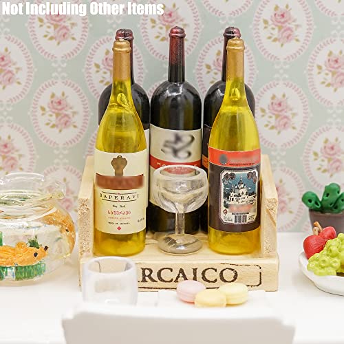 Odoria 1/6 Miniaturas Garrafas de Vinho com Copos Decoração Acessórios da Casa de Bonecas
