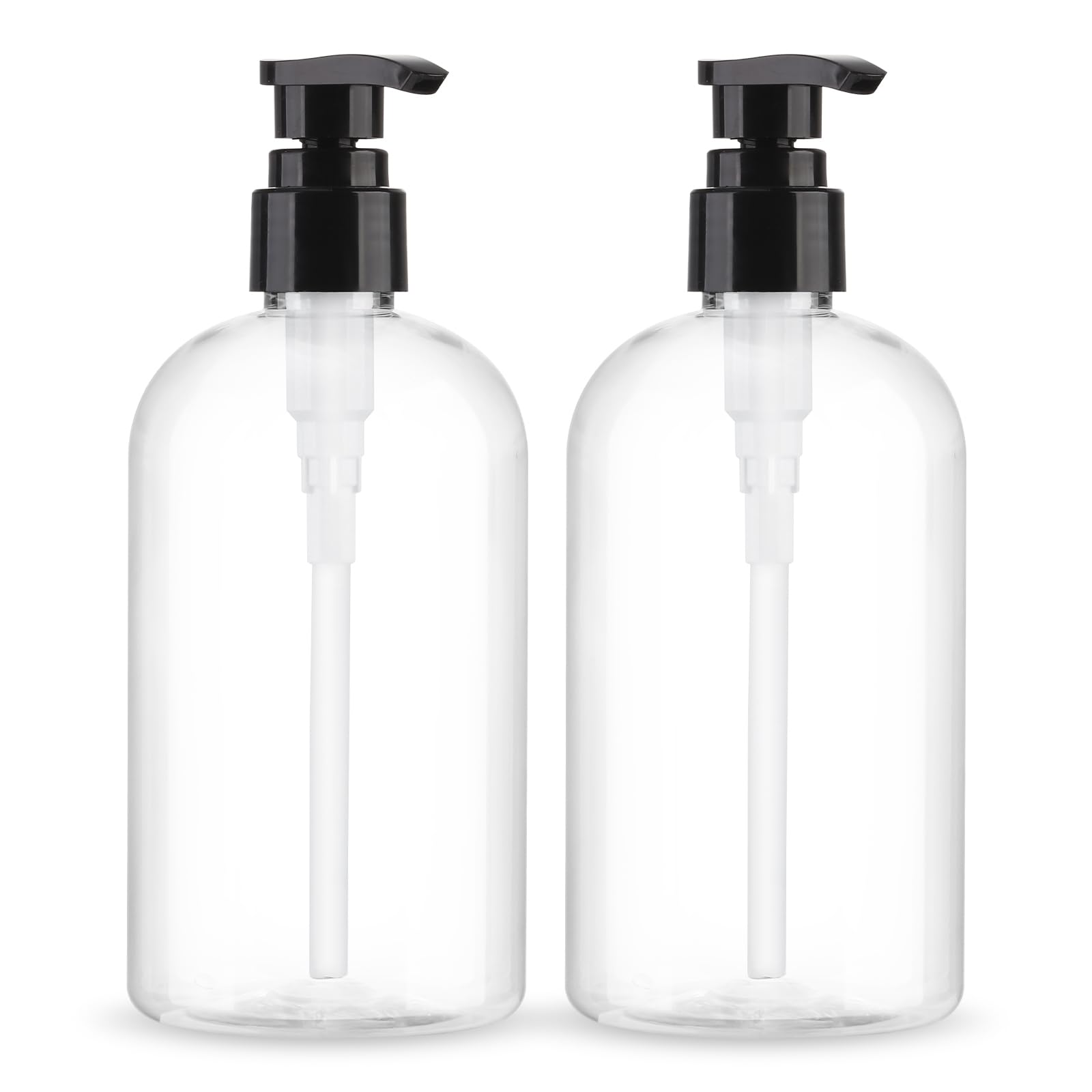 Empty Pump Bottles Dispenser 2 Pack 300ml/10.15oz. Clear Plastic Pump Bottle Dispenser for Essential Oil Soap Lotion Shampoo