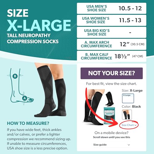 Image of BraceAbility Knee High Compression Socks 20-30 mmHg - Support Stockings for Women, Men, Circulation, Running, Flying, Post Surgery, Varicose Veins, Diabetic Foot Pain - 1 Pair Closed Toe (XL - Black)
