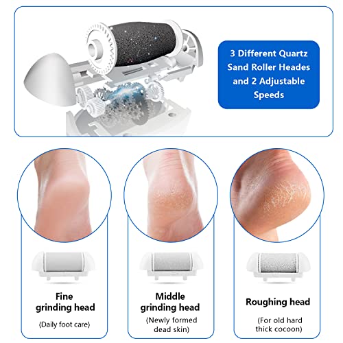 Electric Foot Callus Remover Kit, ELMCHEE Rechargeable callous removers 3 Grinding Heads Portable Waterproof foot file, Professional Pedicure Tools Feet Care for Dead, Hard Cracked Dry Skin - Image 6
