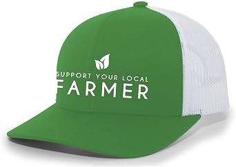 Trenz Shirt Company Support Your Local Farmers Farm to Table Mens Embroidered Mesh Back Trucker Hat, Kelly Green/White/White
