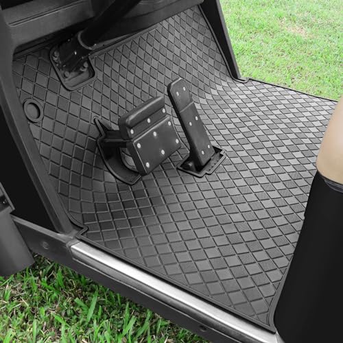 Cartalia Golf Cart Floor Liner Mat 8mm Thick Rubber Full Coverage Fit for EZGO TXT (1994-2025), Express S4 (2012-2020), Cushman Workhorse, EX1 (2020), Valor, Navitas, Some Star Carts Mats - Black Trim