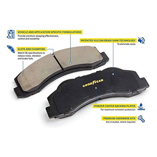 Goodyear Brakes Gyd1211 Semi Metallic Front Brake Pads Automotive Vehicle Replacement Part For Pontiac Vibe, Scion Im, Tc, Toyota Corolla & More #TOP2