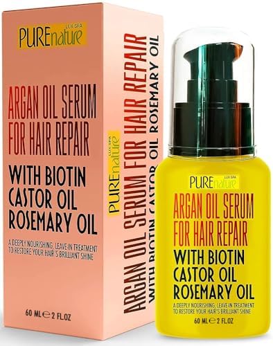 Moroccan Argan Oil Hair Serum - Rescue Frizzy and Damaged Locks - With Heat Protectant and Straightening Properties - Hydrating Anti Frizz Products For Curly and Straight Hair with Split Ends