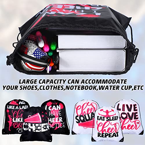 Eccliy 10 Pcs Cheerleaders Drawstring Backpack Bulk Cheer Drawstring Gym Bags Eat Sleep Cheer Gift Bags for Youth Sport Team(Novelty Pattern)4