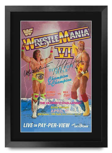 HWC Trading A3 Vie 6 Wrestlemania Poster Hogan Programa Guerrero Última Hulk Firmado Diseñado Envoltura De Regalo A3 Impreso Lucha Pantalla De WWF WWE De Autógrafos De La Imagen Impresa