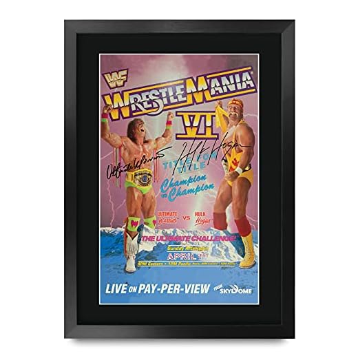 HWC Trading A3 Vie 6 Wrestlemania Poster Hogan Programa Guerrero Última Hulk Firmado Diseñado Envoltura De Regalo A3 Impreso Lucha Pantalla De WWF WWE De Autógrafos De La Imagen Impresa