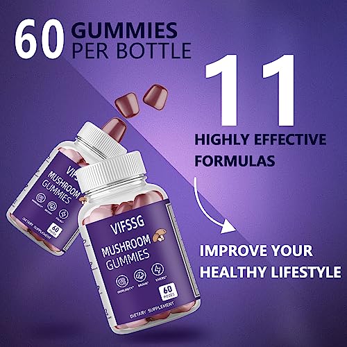 VIFSSG Mushroom Gummies, Sugar Free 10 Mushroom Supplement, Mushroom Complex 2620mg, Turkey Tail, Chaga, Reishi, Cordyceps & Lions Mane Organic Mushroom Extracts, Energy for Men & Women - Image 4