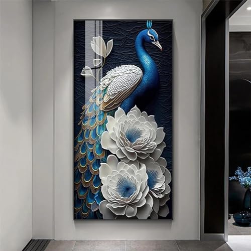Images pour salon paon bleu grande impression sur toile décoration murale de chambre