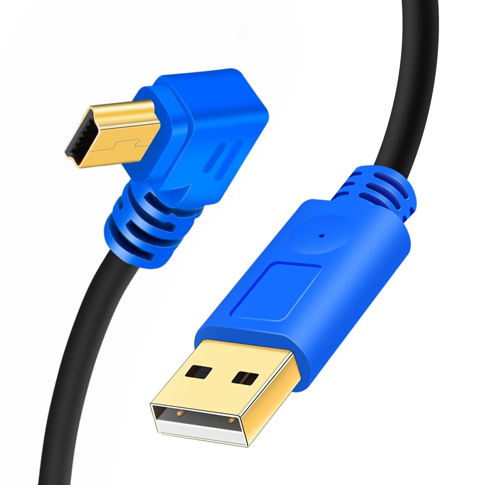 Hanprmeee Cavo mini USB ad angolo retto a 90 gradi, cavo mini USB 2.0 da tipo A a Mini B, cavo dati di ricarica compatibile per telefoni cellulari, lettori MP3, fotocamere digitali