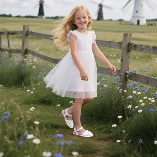 Image of Girls Dress Sandals Comfy Hook and Loop Summer Shoes for Toddlers
