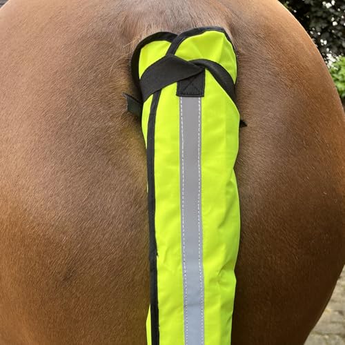 Ruggles Hi Viz Tail Guard with Reflective strip - Horse/Rider Safety - High Visbility Tail Wrap (Yellow, Pony)