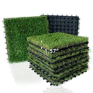 Artificial Grass Turf Interlocking Deck Tiles Set 18 PCS, 12