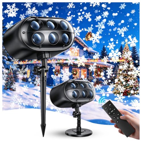 Projektor Weihnachten Aussen - Dynamische LED Weihnachtsdeko Schneeflocken – Ansicht 1