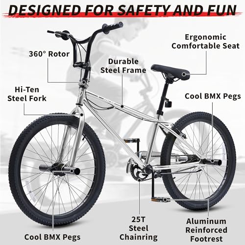 wanan BMX Bike, 20 24 Inch Bike for Kids for 6-16 Years Old,