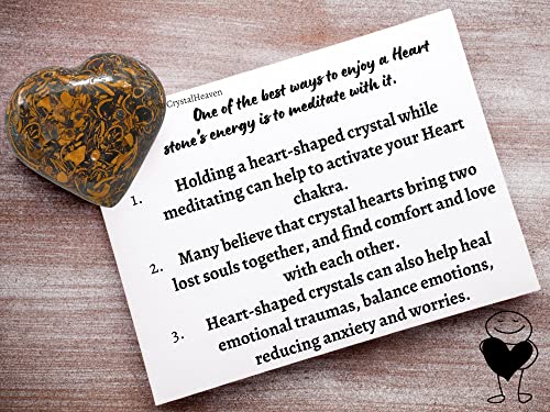 Image of Certified Mariyam Jasper Heart Palm Pebbles Stones For Anxiety Stress Relief Massage - Aaa Grade Original Healing Gemstone Agate Heart Palm Stone For Yoga Meditation Spiritual