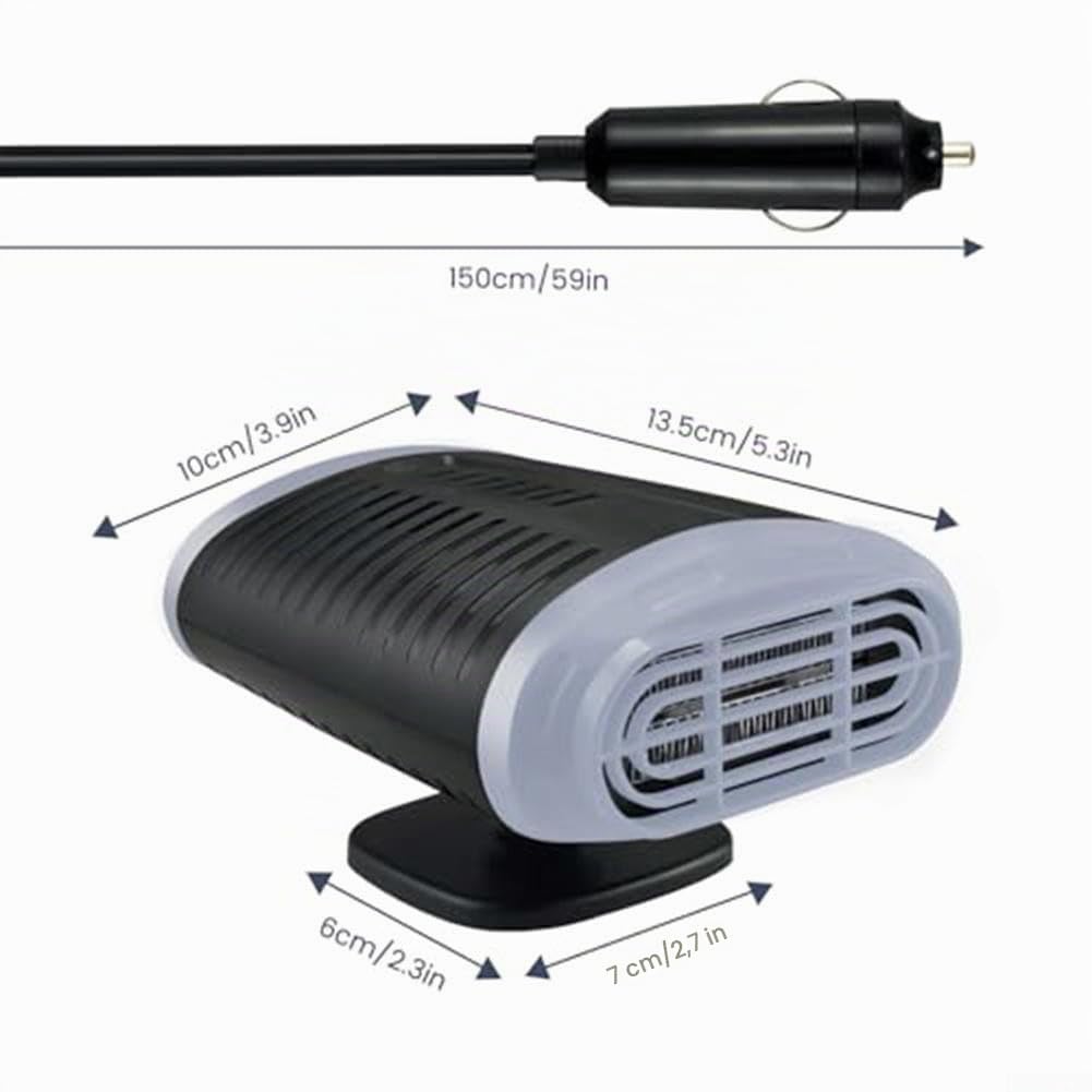 Lecreatekit Chauffage de voiture 12 V, chauffage portable à ajustement à 360 degrés, chauffage de voiture anti-buée avec dégivreur automatique, kit de chauffage d'hiver pour petits véhicules (noir