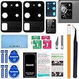2PCS Soaosdr Original Back Rear Camera Lens Glass Replacement for Galaxy S20 Ultra 6.9 inch with Lens Protective Film+pre-Installed Adhesive+Reparing Toolkit+Installation Manual