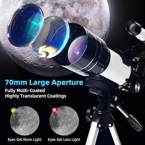 Telescopio portátil 70mm con trípode ajustable y adaptador para teléfono miniatura 2