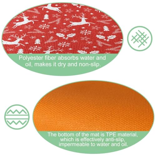 Alfombrillas de cocina para evitar resbalones con diseño de reno de Navidad set 6