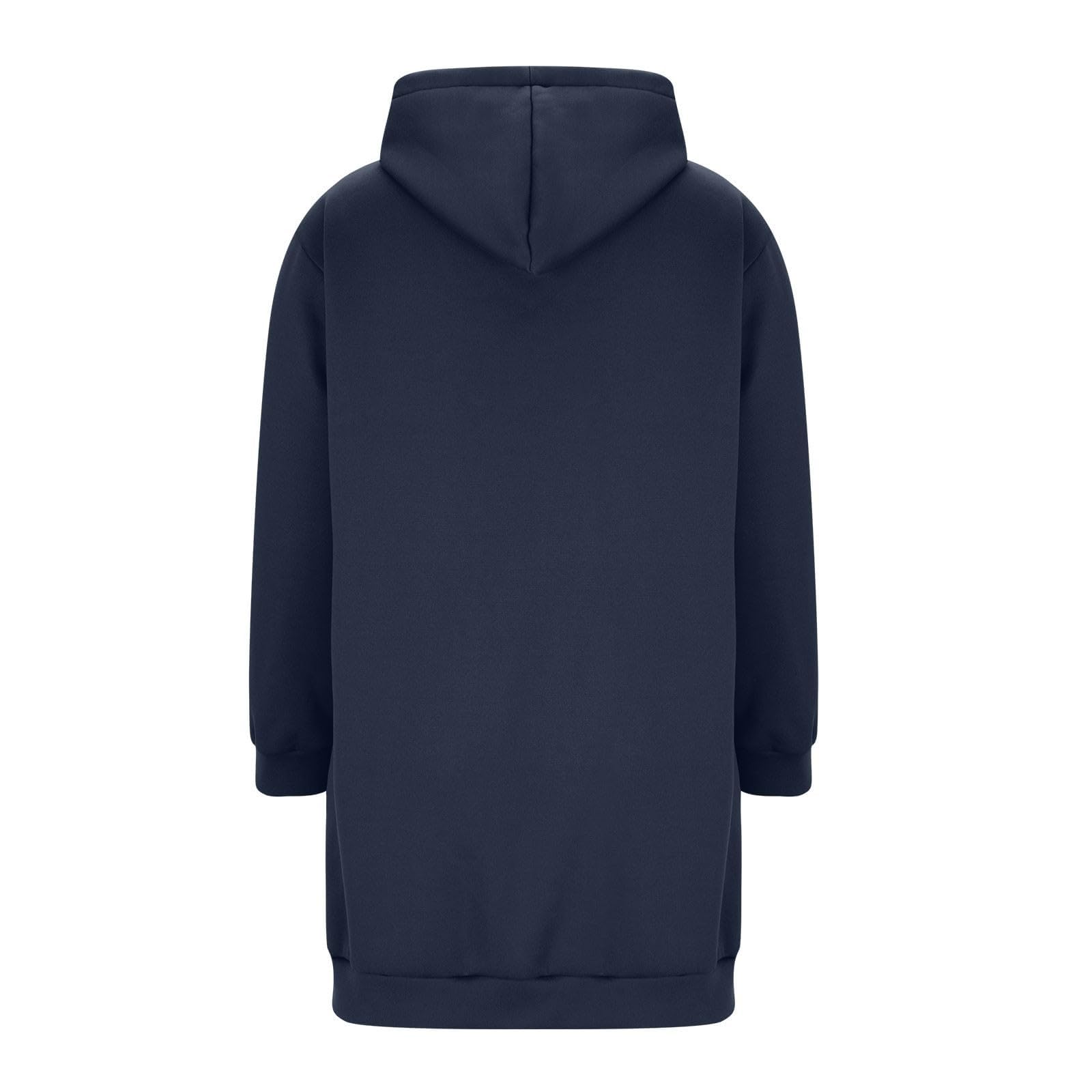 Generisch Felpa lunga con cappuccio da donna taglie forti, maglione casual con tasche con coulisse per l'uso quotidiano in autunno e inverno
