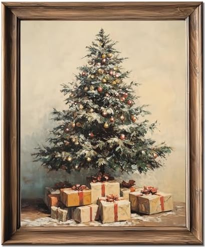 HubbgDesign Vintage Winter Wall Art, Rustic Christmas Tree Artwor...