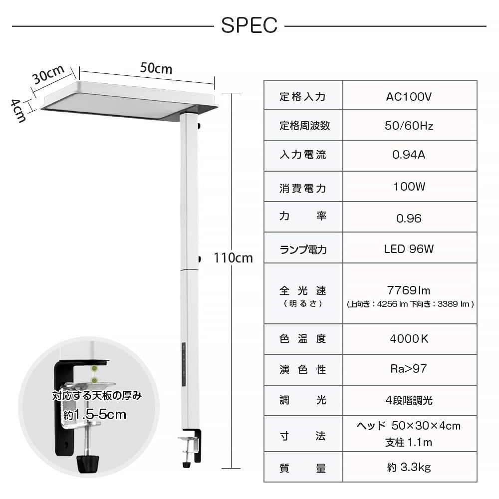 Amazon.co.jp: 八番屋 デスクライト LED 明るい クランプ式 上下発光