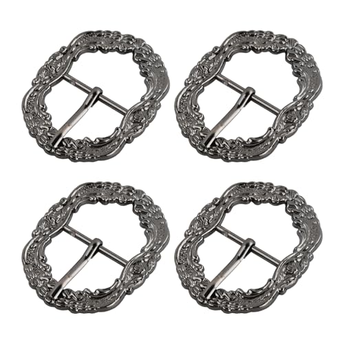 Amexo 4 piezas Retro Hebillas cinturon metalicas, Diámetro 30mm Hebillas