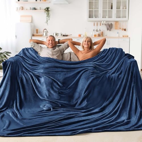 Image of BEDELITE Big Fleece Blanket - 120 inch x 120 inch (10' x 10'), Super Soft Fluffy Fuzzy Oversized King Blanket for Bed, Couch, Sofa, Camping, Fits Whole Family, Navy Blue