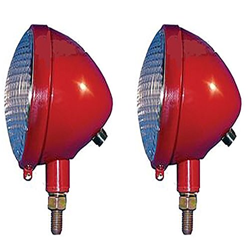 Set of 2 New Red 12V Complete Headlight Assembly Fits Case, Farmall, Fits International Harester, International Harvester 14A, 18A, Fits Cub, ID6, ID9, MDV, ODS6, OS4, OS6, Super A, Super AV, Super C,