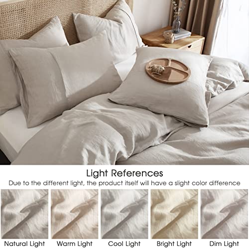HYPREST 100% Pure French Linen Duvet Cover with Stone Washed, Ultra Soft and Cooling Linen Bedding Duvet Cover Set King Size, Moisture-Absorbing & Breathable & Durable(No Comforter or Insert) - Thumbnail 4