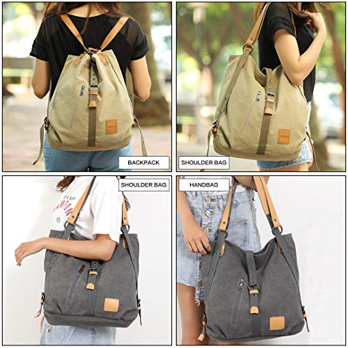 Kono Dames canvas handtas rugzak vrouwen schoudertas shopper tas vintage hobo schoudertas voor werk school reizen - Image 3