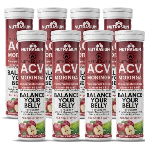 Image of Nutrasium ACV Moringa Metabolism Plus | Apple Cider Vinegar Effervescent Tablet | For Supports Weight Loss, Control Cravings, Convert Fat Into Energy, Boost Energy & Immunity | 120 Tablets Red Apple