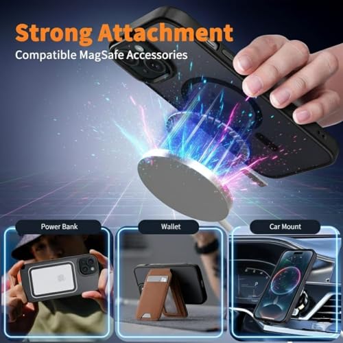 Image of keeshar MagPro case for Apple iPhone 15 v2 MagSafe Compatible Protective Cover with Strong Magnetic Adsorption, Shockproof Armor, Scratch Resistant Polycarbonate Hard Back | Translucent Matte Black