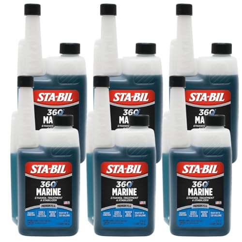 Image of STA-BIL 32 oz. (Pack of 6) (22240-6PK) 360 Marine Ethanol Treatment Stabilizer-Prevents Corrosion-Helps Clean Fuel System For Improved In-Season Performance-Treats Up To 320 Gallons, 32 fl. oz. 6 Pack | Fuel system and injector cleaner for boats, watercraft that removes water, helps protect against corrosion and ethanol damage