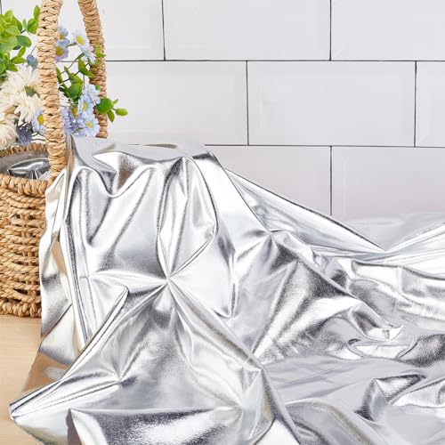 MAYJOYDIY Silver Sparkly Hologram Spandex Fabric 1×1.5m Shiny Polyester Spandex Stretch Fabric for DIY Christmas Crafting and Sewing Costume Stage Perfomance Clothing Party Decor - Image 4