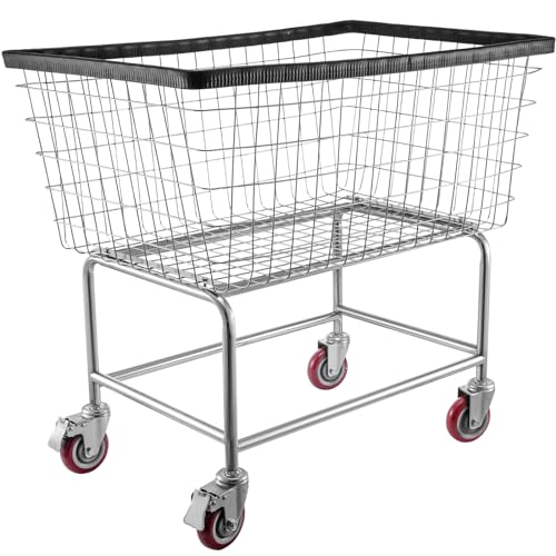 VEVOR Chariot à Linge en Fil Métallique, Panier à Linge Mobile
