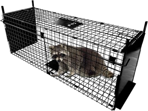 Thealyn Cage de Piégeage pour Animaux, Double Porte, Cage Métallique à Double Porte - Piège Humane pour Animaux Vivants (84 x 33 x 28 cm)