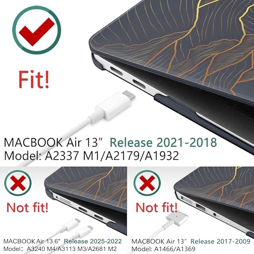 DONGKE Compatible with MacBook Air 13 inch Case 2021 2020 2019 2018 Release A2337 M1 A2179 A1932 with Retina Display Touch ID, Plastic Hard Shell & Keyboard Cover - Abstract Mountain by DONGKE - Image 3