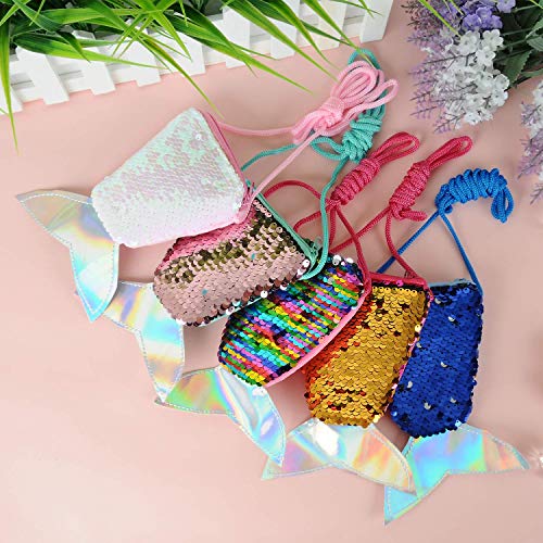 24 Pieces Mermaid Tail Coin Purse Mermaid Tail Sequin Crossbody Coin Wallet Bags for Kids Little Girls Mermaid Birthday Party Favors Goodie Bag Fillers Xmas Gifts3