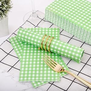 WDF 150Pack Green Gingham Napkins - 3 Ply Disposable Green and White Checkered Napkins Guest Napkins, Dinner Napkins Paper Hand Towels for Bathroom Picnic BBQ Birthday Party WDF 150Pack Green Gingham Napkins 3 Ply Disposable Green and White Checkered Napkins Guest Napkins Dinner Napkins Paper Hand Towels for Bathroom Picnic BBQ Birthday Party
