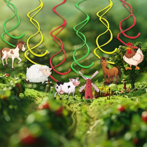 Image of Farm Hanging Swirl - 24PCS Party Decorations - Boys Kids Theme Birthday Party Supplies - Spiral Decor