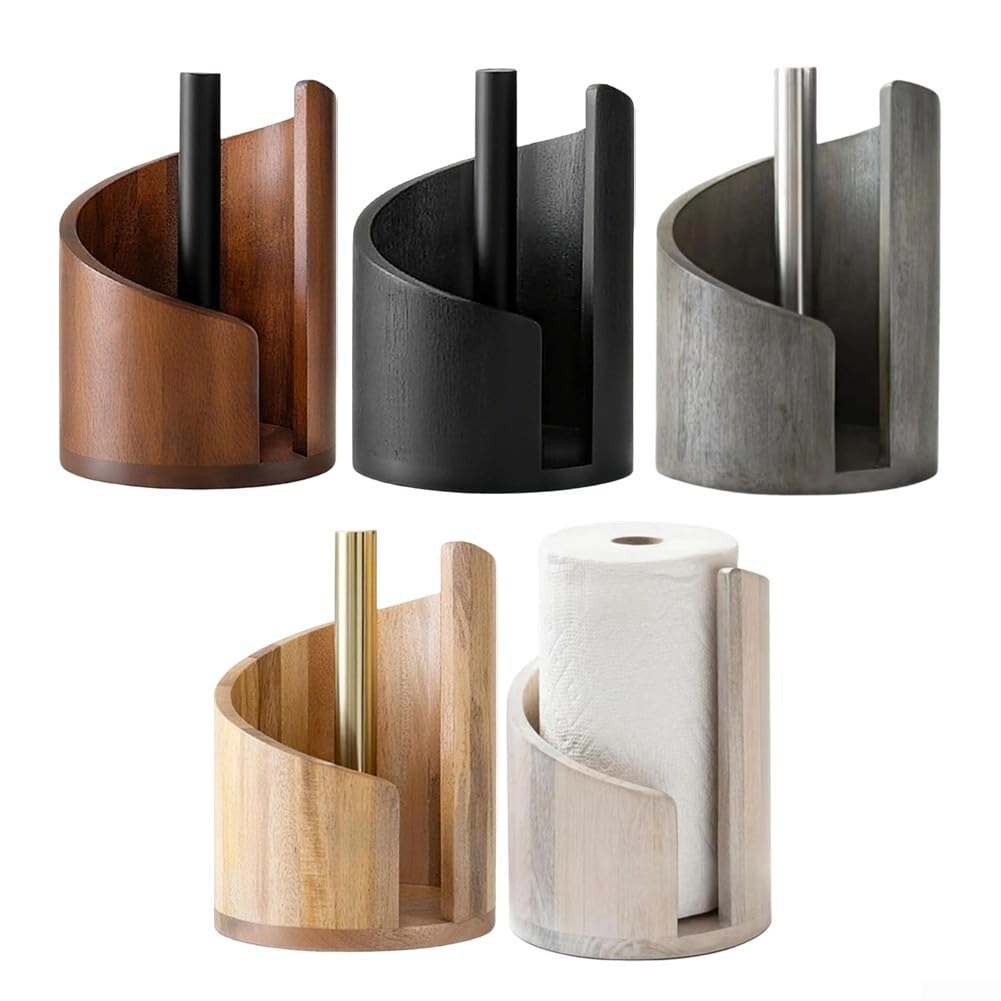 Portarrollos de cocina rústico de madera blanca para encimeras acogedoras