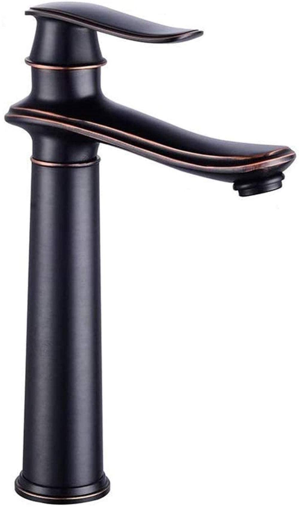 Rubinetti Miscelatore Lavello, Miscelatore Monocomando Rame, Rubinetto Lavello Cucina Oro H20.1Cm, Rubinetto Miscelatore Lavabo, Rubinetti Acqua Calda E Fredda, per Cucina E Bagno/Nero/H30Cm