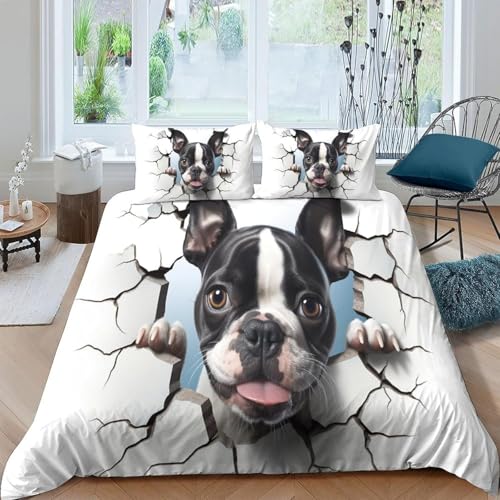 Parure de lit chien 3D avec housse de couette 260x230 cm et 2 taies en microfibre douce - 2