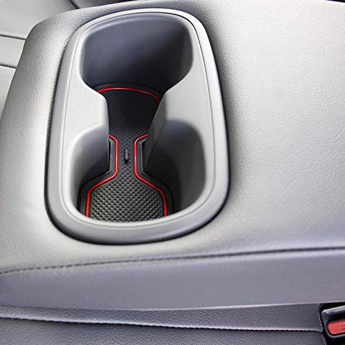 Cupholderhero Fits Toyota Camry Accessories 2018-2022 Premium Custom Interior Non-Slip Anti Dust Cup Holder Inserts, Center Console Liner Mats, Door Pocket Liners 16-Pc Set (Red Trim) #TOP4
