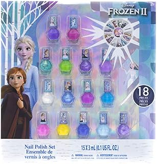 Disney Frozen 2 - Townley Girl Non-Toxic Water Based Peel-Off Nail Polish Set with Glittery & Opaque Colors with Nail Gems for Girls Kids Ages 3+, Perfect for Parties, Sleepovers and Makeovers, 18 Pcs